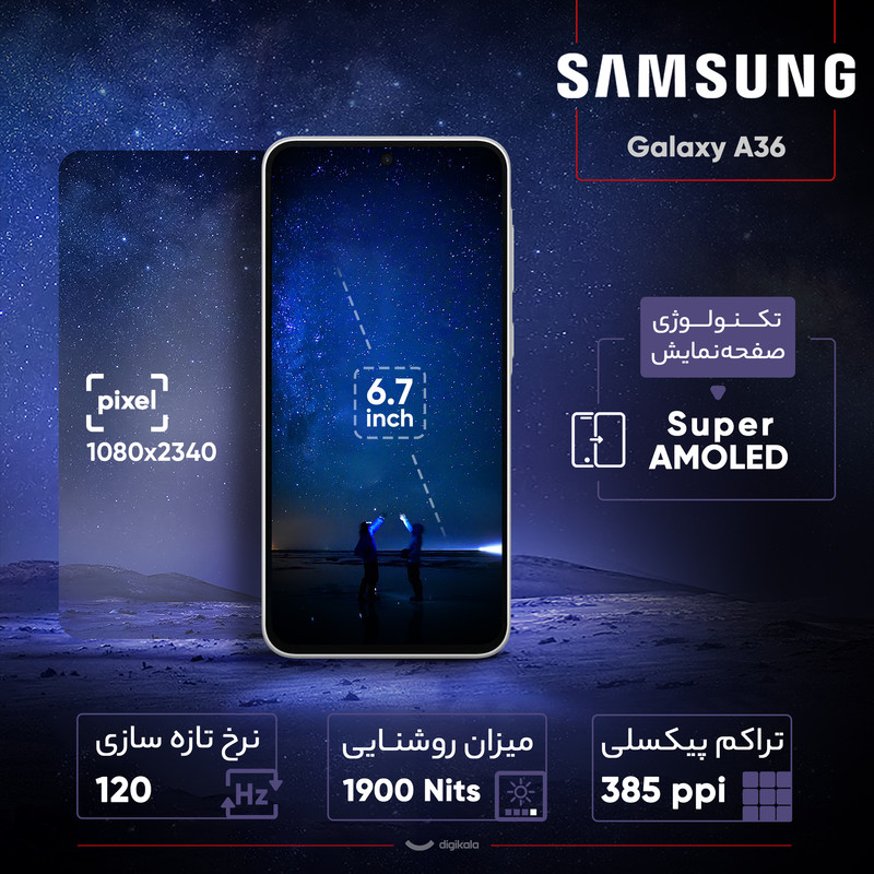 گوشی موبایل سامسونگ مدل Galaxy A36 دو سیم کارت ظرفیت 128 گیگابایت و رم 8 گیگابایت - ویتنام